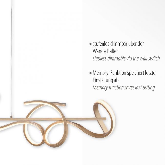 Paul Neuhaus LED-Pendelleuchte in messing-matt mit 4 geschwungenen Leuchtarmen mit Dimmfunktion strahlt warmweiß Bis zu 60% Rabatt