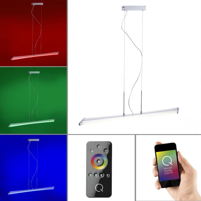Paul Neuhaus Paul Neuhaus, Q-RILLER, Pendelleuchte, RGB, Fernbedienung, Smart Home Clearance-Verkauf