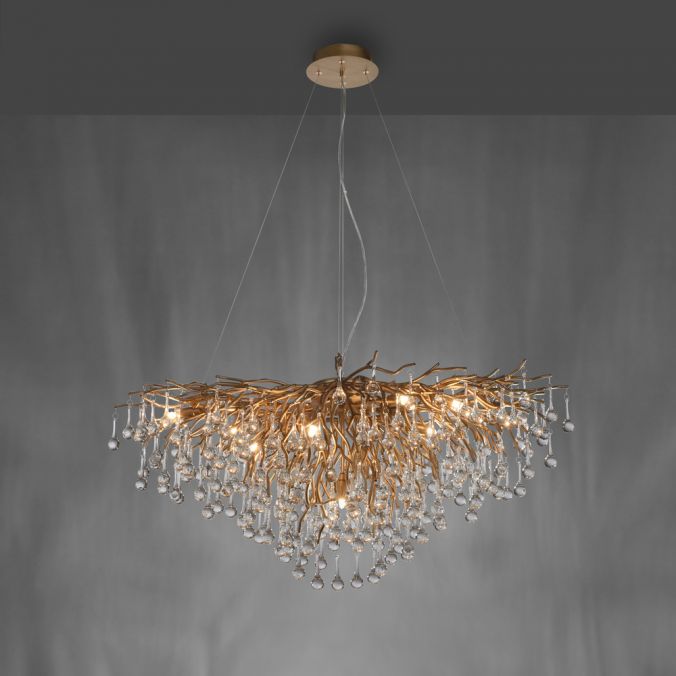 Paul Neuhaus Kronleuchter, altmessing Optik, G9-Fassung, 240 Glasprismen, IP20 Exklusive Angebote