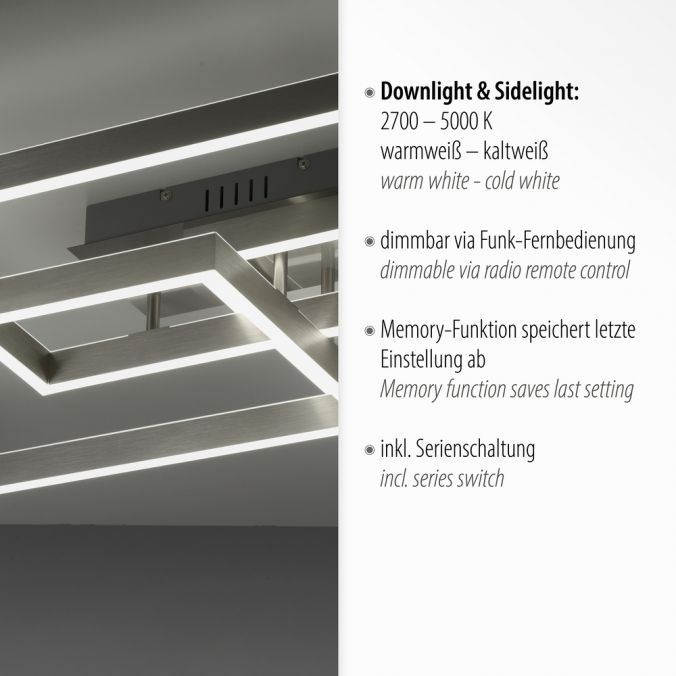 Paul Neuhaus LED Deckenleuchte silberfarbig 82x50cm dimmbar CCT Memoryfunktion Räumungsverkauf