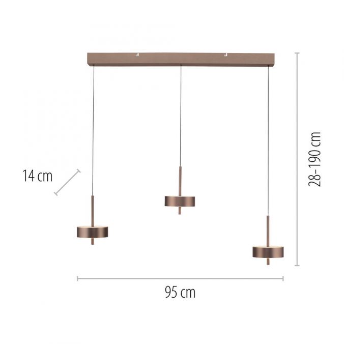 Paul Neuhaus Pendelleuchte Q-ROTATE 3 flammig dunkel metall braun höhenverstellbar Kauf eins, bekomm eins gratis