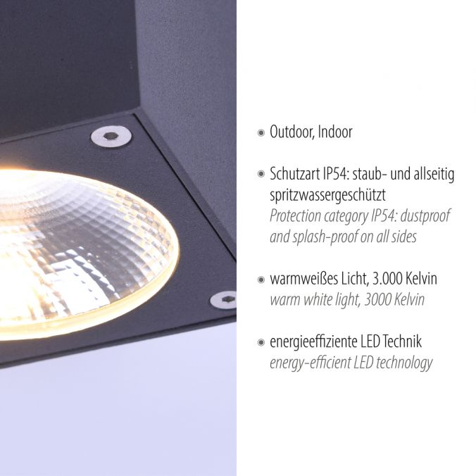 Paul Neuhaus LED-Außenaufbaustrahler, anthrazit, Cube, spritzwassergeschützt, Letzte 3 Tage