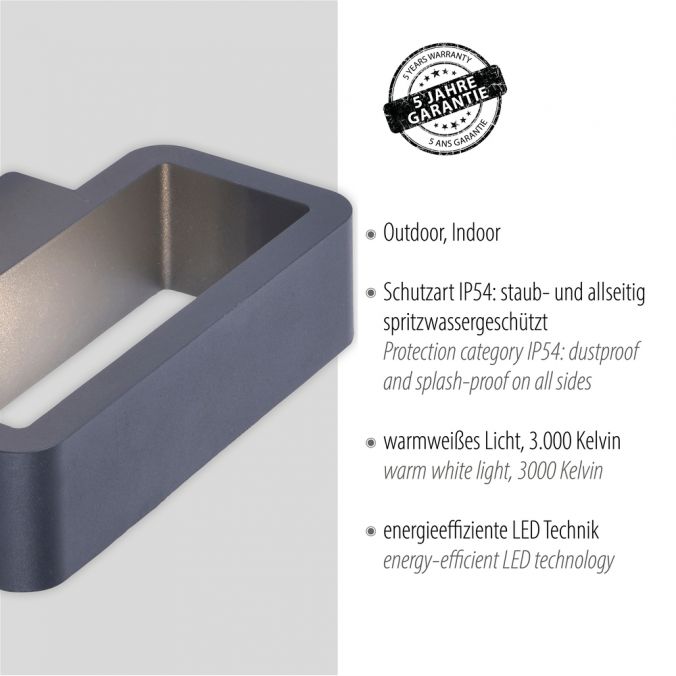 Paul Neuhaus LED-Außenwandleuchte, anthrazit, beidseitig beleuchtet, warmweiß, IP44 Letzte 2 Tage