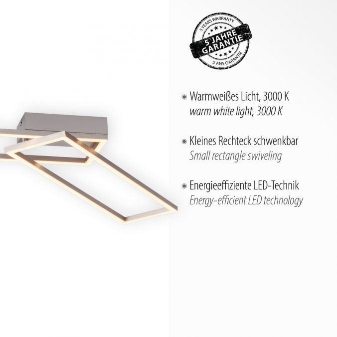 Paul Neuhaus LED Deckenleuchte, stahlfarben, warmweiß, drehbar, 2xLED Letzter Tag