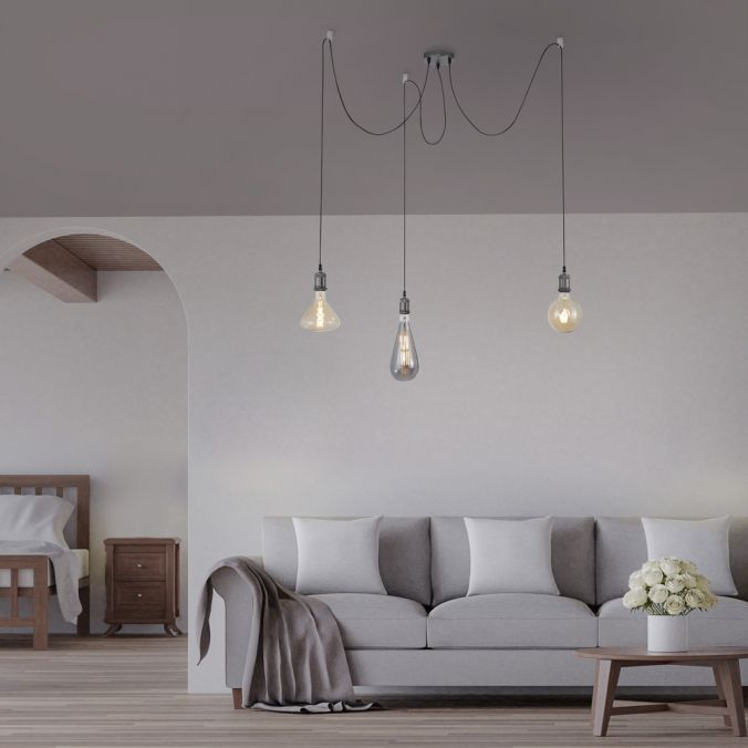 Paul Neuhaus Pendelleuchte, 3-flammig, schwarz, Retro Design, E27 Fassung, modern Zeitbegrenzte Promotion