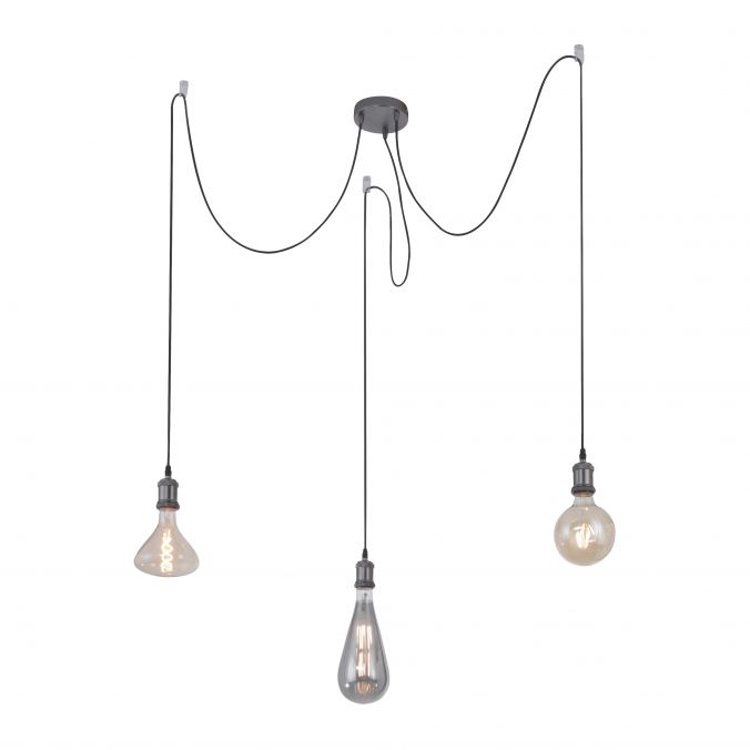 Paul Neuhaus Pendelleuchte, 3-flammig, schwarz, Retro Design, E27 Fassung, modern Zeitbegrenzte Promotion