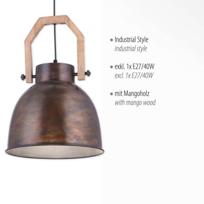 Paul Neuhaus Pendelleuchte, braun, rustikal, Industrial Stil, modern, E27 Fassung Nur für heute