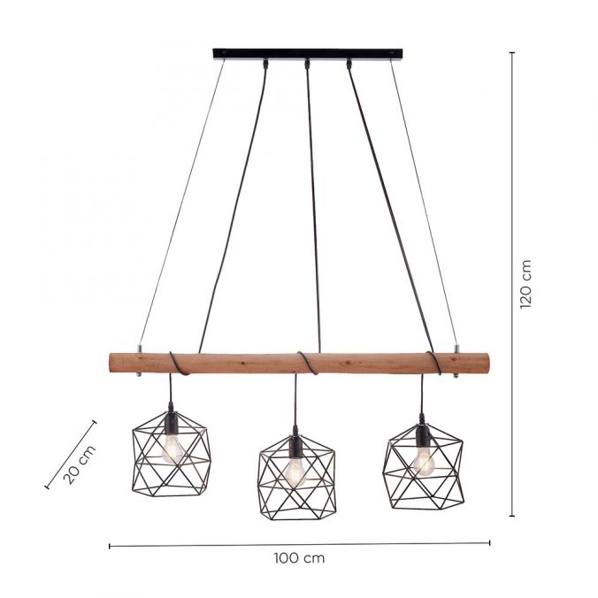 Paul Neuhaus Pendelleuchte, Holzbalken, schwarz, 3-flammig, E27 Fassung, Vintage Stil Discount Store für neue Produkte