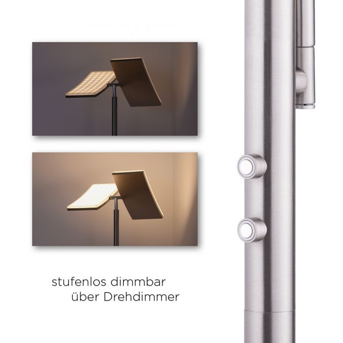Paul Neuhaus LED-Deckenfluter, stahlfarbig, Lesearm, dimmbar, inkl. Touchschalter Super Rabatt