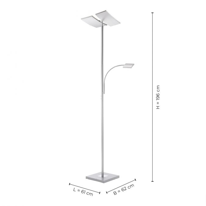 Paul Neuhaus LED-Deckenfluter, stahlfarbig, Lesearm, dimmbar, inkl. Touchschalter Super Rabatt