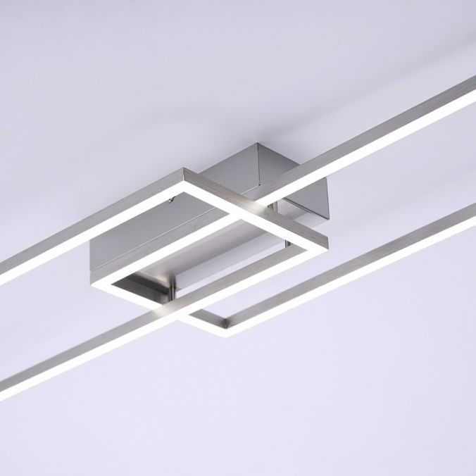 Paul Neuhaus LED Deckenleuchte, stahlfarben, 2 Leuchtrahmen, dimmbar, modern Riesige Rabatte