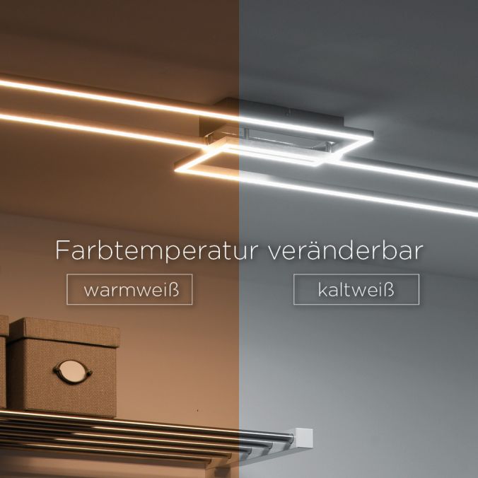 Paul Neuhaus LED Deckenleuchte, stahlfarben, 2 Leuchtrahmen, dimmbar, modern Riesige Rabatte