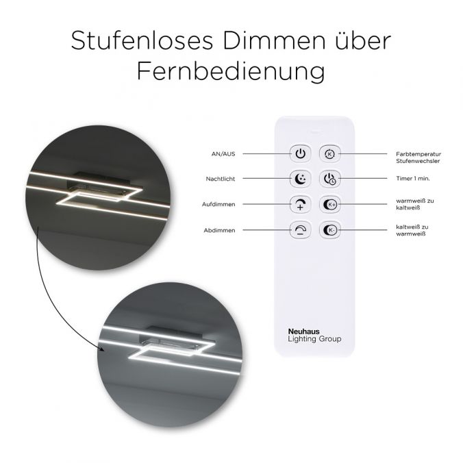 Paul Neuhaus LED Deckenleuchte, stahlfarben, 2 Leuchtrahmen, dimmbar, modern Riesige Rabatte