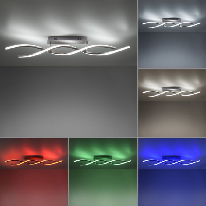 Paul Neuhaus Deckenleuchte, stahlfarben, RGBW, Fernbedienung, dimmbar Black Friday Preise