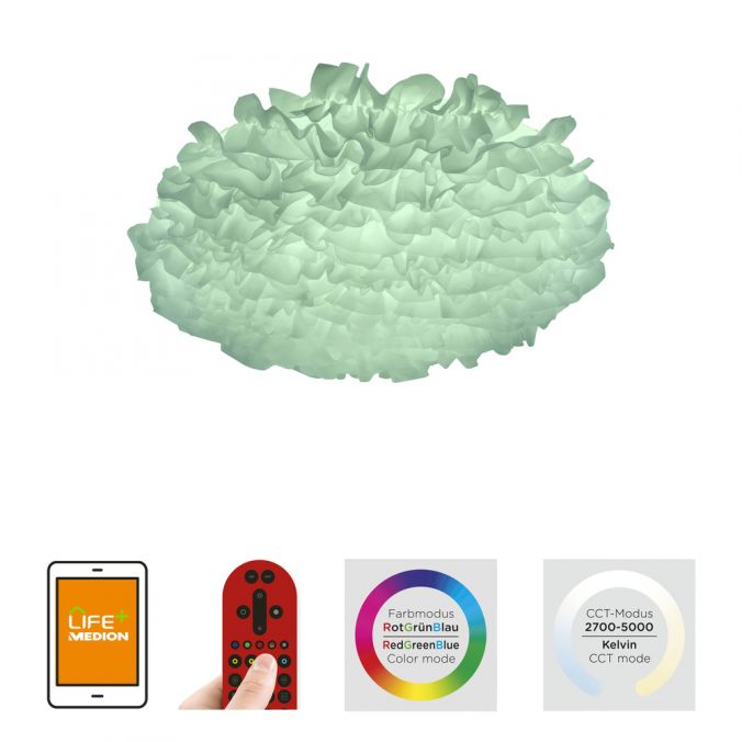 Paul Neuhaus LED Deckenleuchte, Naomi, Stoffschirm, weiß, Ø75cm