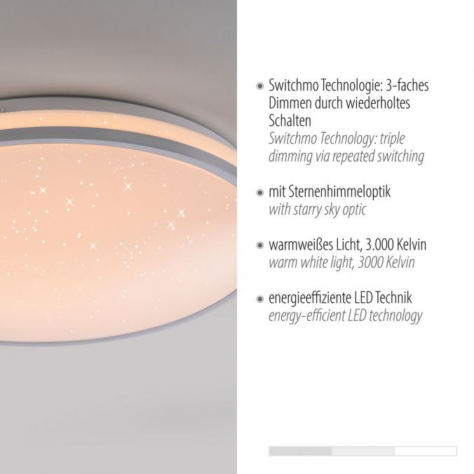 Paul Neuhaus LED Deckenleuchte D=38cm silber Sternenhimmeloptik dimmbar Verkauf