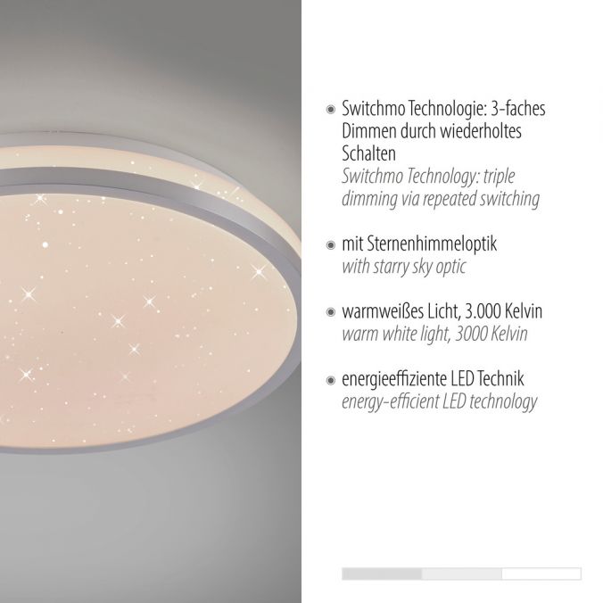 Paul Neuhaus LED Deckenleuchte D=28cm silber Sternenhimmeloptik dimmbar Angebote