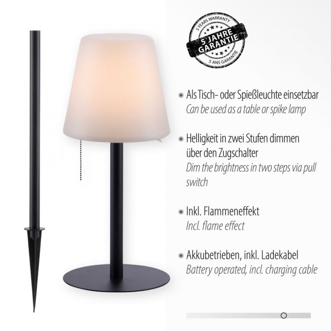 Paul Neuhaus LED Tischleuchte, schwarz, dimmbar, modern, inkl. Zugschalter, kabellos Muttertagsangebot