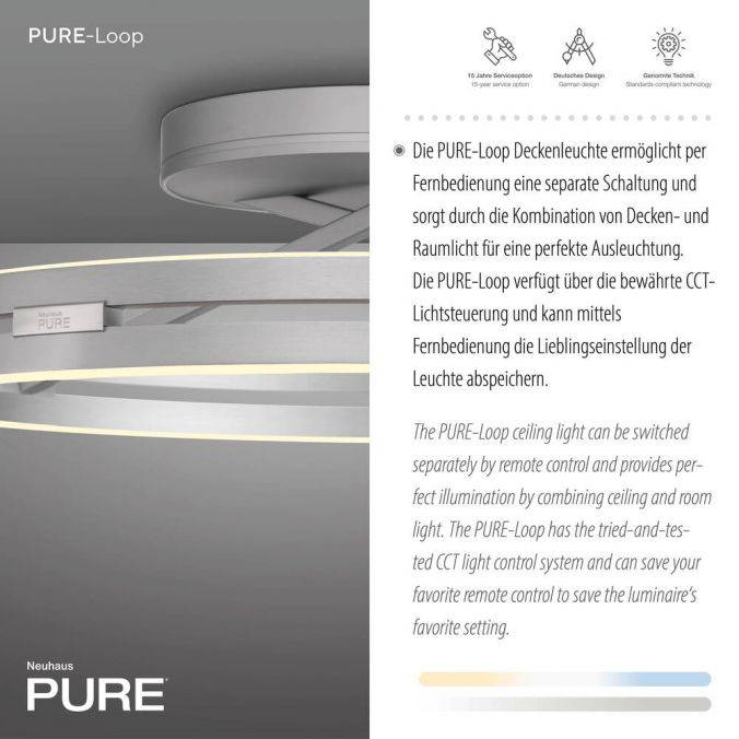 Paul Neuhaus Paul Neuhaus LED Deckenleuchte PURE Loop aluminium Fernbedienung Valentinstagsangebot