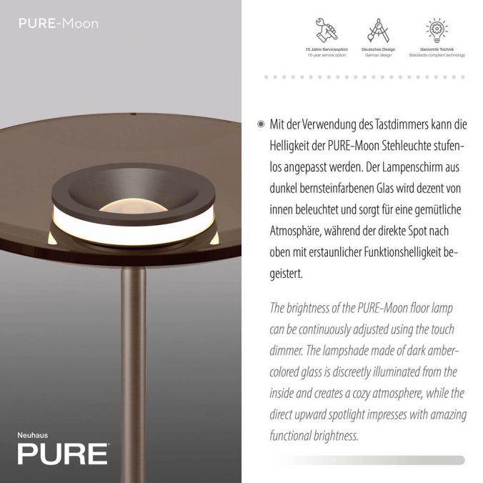 Paul Neuhaus Paul Neuhaus LED Stehleuchte Pure Moon bronze Touchdimmer Amberfarben Blitzangebot