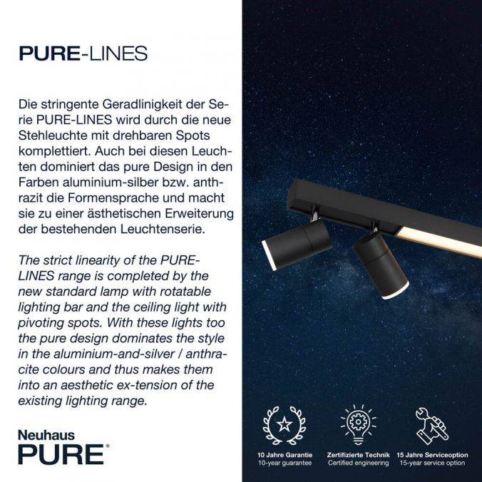 Paul Neuhaus Paul Neuhaus PURE LINES SPOT LED Strahler anthrazit dimmbar drehbar CCT Saisonale Angebote