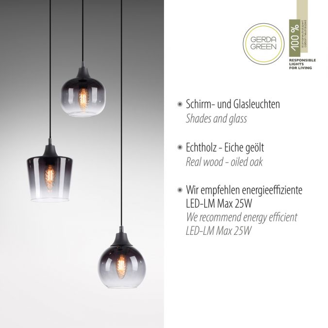Paul Neuhaus LED Pendelleuchte Holz 8 flammig Rauchglas modern Wohnlampe Tägliche Deals