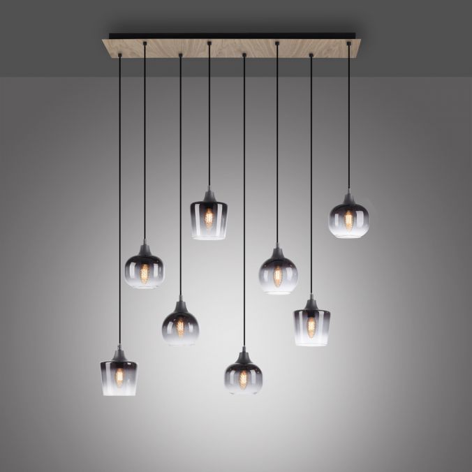 Paul Neuhaus LED Pendelleuchte Holz 8 flammig Rauchglas modern Wohnlampe Tägliche Deals