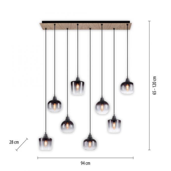 Paul Neuhaus LED Pendelleuchte Holz 8 flammig Rauchglas modern Wohnlampe Tägliche Deals