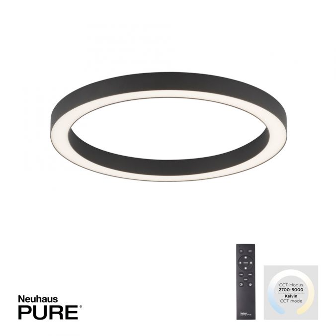 Paul Neuhaus Paul Neuhaus LED Deckenleuchte PURE-LINES ROUND anthrazit 50x50 dimmbar CCT