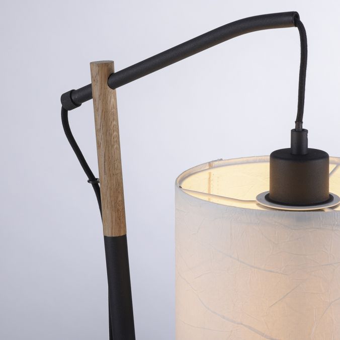 Paul Neuhaus LED Tischleuchte schwarz mit Holzoptik Schnurschalter IP20 Innenleuchte Begrenzte Freigabe