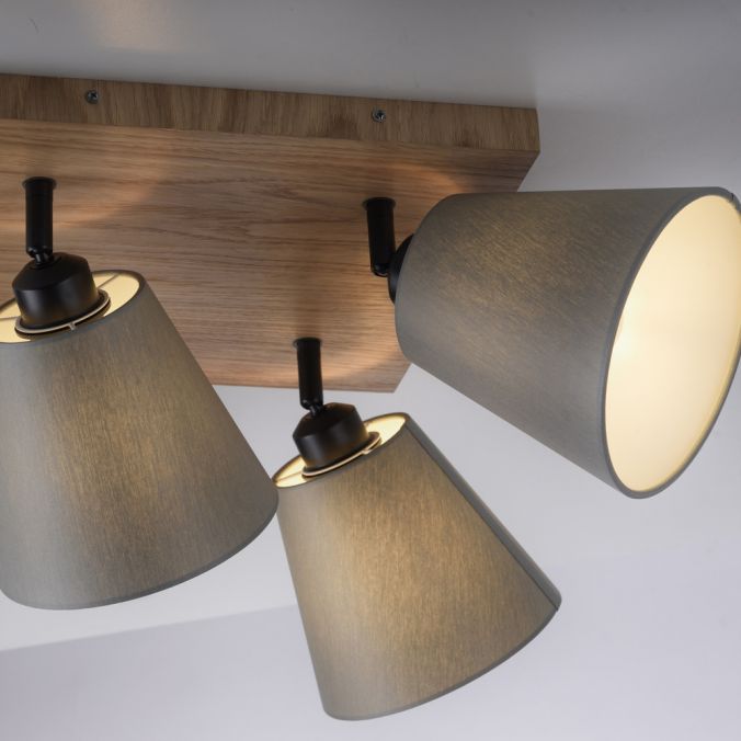 Paul Neuhaus LED Wandleuchte Holz natur 4 flammig quadratidsch Stoffschirm JETZT KAUFEN