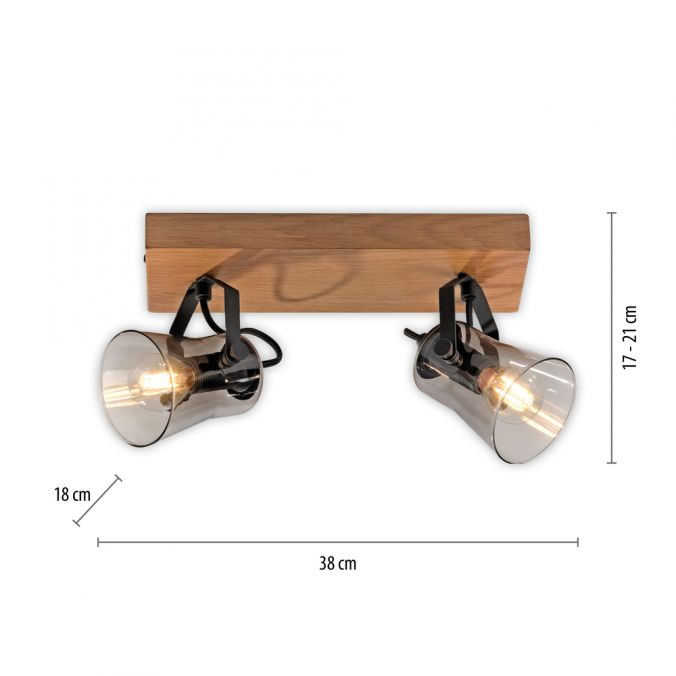 Paul Neuhaus LED Deckenleuchte 2 flammig Echtholz mit Eiche dreh und schwenkbar Neueste Stile