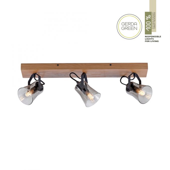 Paul Neuhaus LED Deckenleuchte 3 flammig Echtholz mit Eiche dreh und schwenkbar