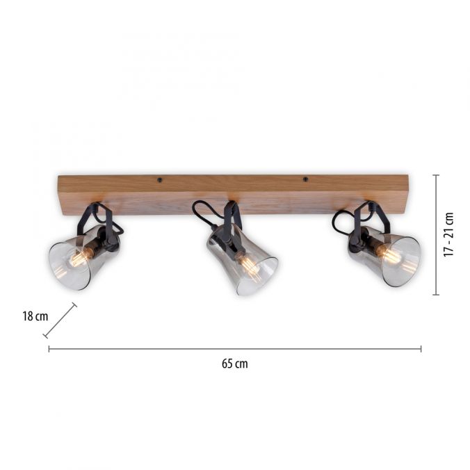Paul Neuhaus LED Deckenleuchte 3 flammig Echtholz mit Eiche dreh und schwenkbar Letzte 2 Tage