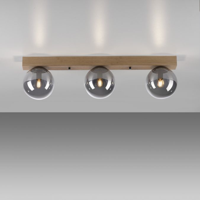 Paul Neuhaus LED Deckenleuchte 3 flammig Holz rauchfarben nachhaltig IP20 Letzter Tag