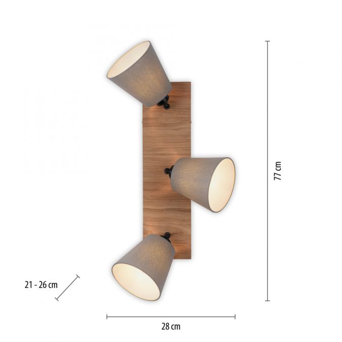 Paul Neuhaus LED Deckenleuchte Holz natur 3 flammig Stoffschirm dreh- und schwenkbar Zeitbegrenzte Promotion