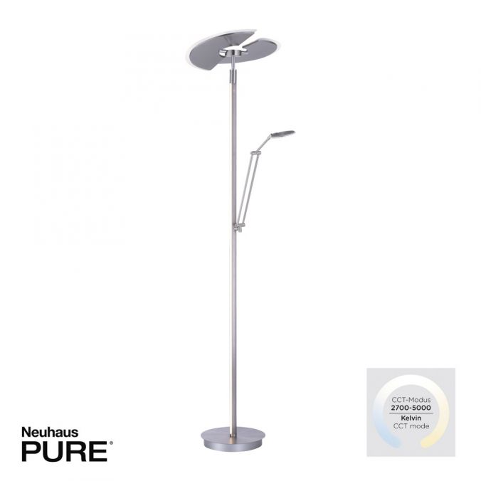 Paul Neuhaus Paul Neuhaus PURE MUTIL LED Deckenfluter silber farbig Leselicht dimmbar