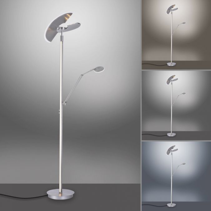 Paul Neuhaus Paul Neuhaus PURE MUTIL LED Deckenfluter silber farbig Leselicht dimmbar Riesige Rabatte