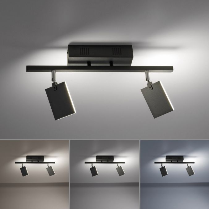 Paul Neuhaus Paul Neuhaus PURE MIRA LED Deckenleuchte schwarz 2 flammig dimmbar CCT Memory 50% Rabatt mit kostenlosem Versand