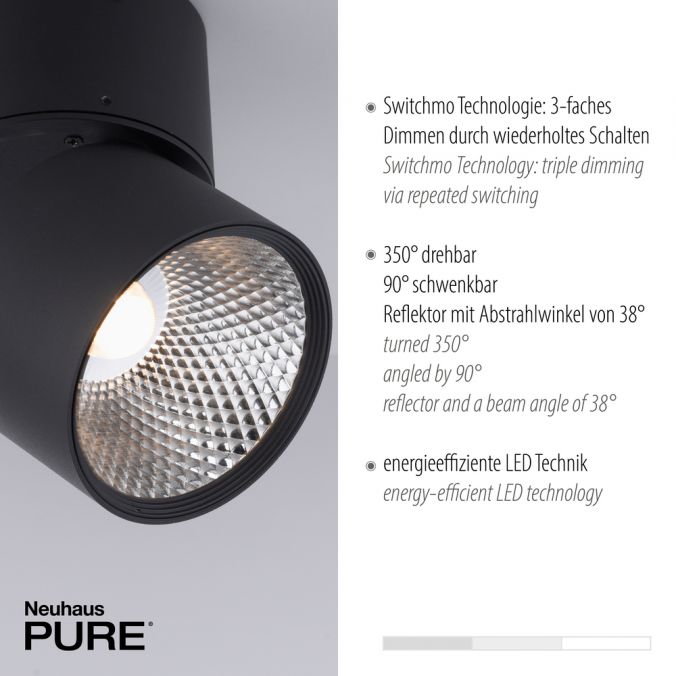 Paul Neuhaus Paul Neuhaus LED Deckenleuchte PURE-NOLA schwarz 2 flammig drehbar dimmbar Clearance-Verkauf
