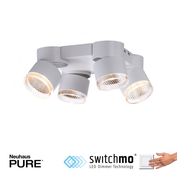 Paul Neuhaus Paul Neuhaus LED Deckenleuchte PURE-NOLA weiß 4 flammig drehbar dimmbar