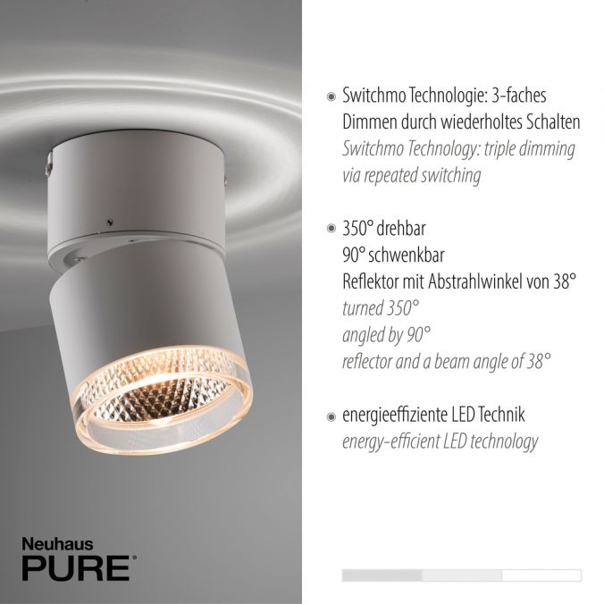Paul Neuhaus Paul Neuhaus LED Deckenstrahler PURE-NOLA weiß 1 flammig drehbar dimmbar Im Verkauf