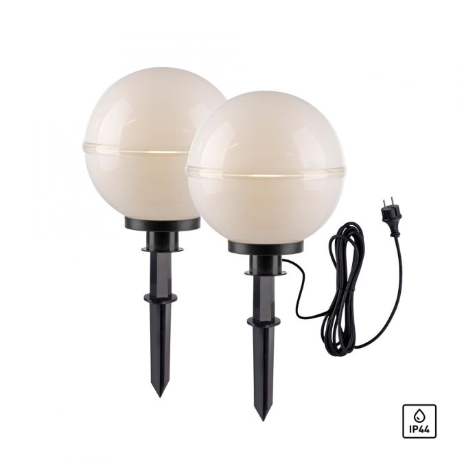 Paul Neuhaus Kugelleuchte, 2er-Set, IP44, Ø30cm, weiss, inkl. Erdspieß
