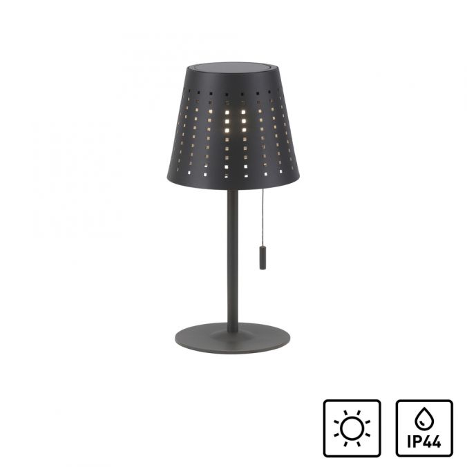 Paul Neuhaus LED Tischleuchte, anthrazit, modern, inkl. Zugschalter, solarbetrieben