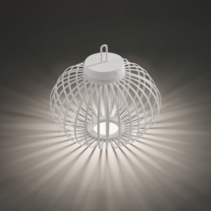 Paul Neuhaus LED Tischleuchte D=36cm weiß Akkulampe USB IP44 dimmbar per Touch Schlussverkauf