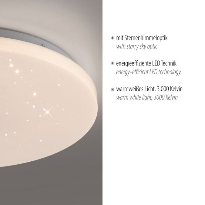 Paul Neuhaus LED Deckenleuchte D=34cm weiß Sternenhimmeloptik zeitloses Design warmweiß Sonderangebot