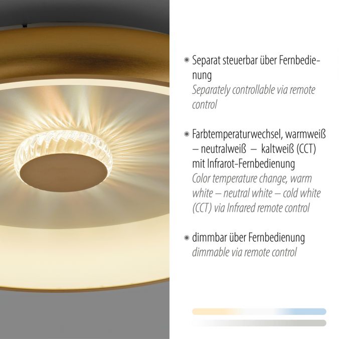 Paul Neuhaus LED Deckenleuchte messing matt 61x61 rund Kristalleffekte dimmbar steuerbar Großer Ausverkauf