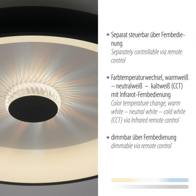 Paul Neuhaus LED Deckenleuchte schwarz 61x61 rund Kristalleffekte dimmbar steuerbar CCT Flash Sale