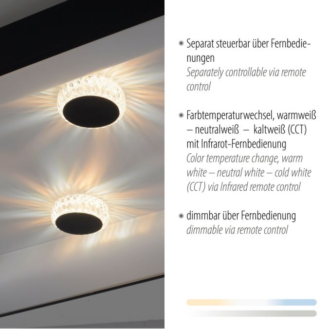 Paul Neuhaus LED Deckenleuchte schwarz rechteckig Kristalleffekte dimmbar steuerbar CCT Begrenztes Angebot