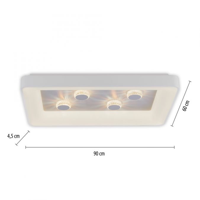 Paul Neuhaus LED Deckenleuchte weiß rechteckig Kristalleffekte dimmbar steuerbar CCT Online Shopping